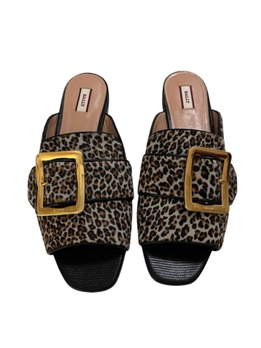 Bally Leopard Print Buckle Mule Sandals in Brown and Gold Size 391/2 - Picture 7 of 14